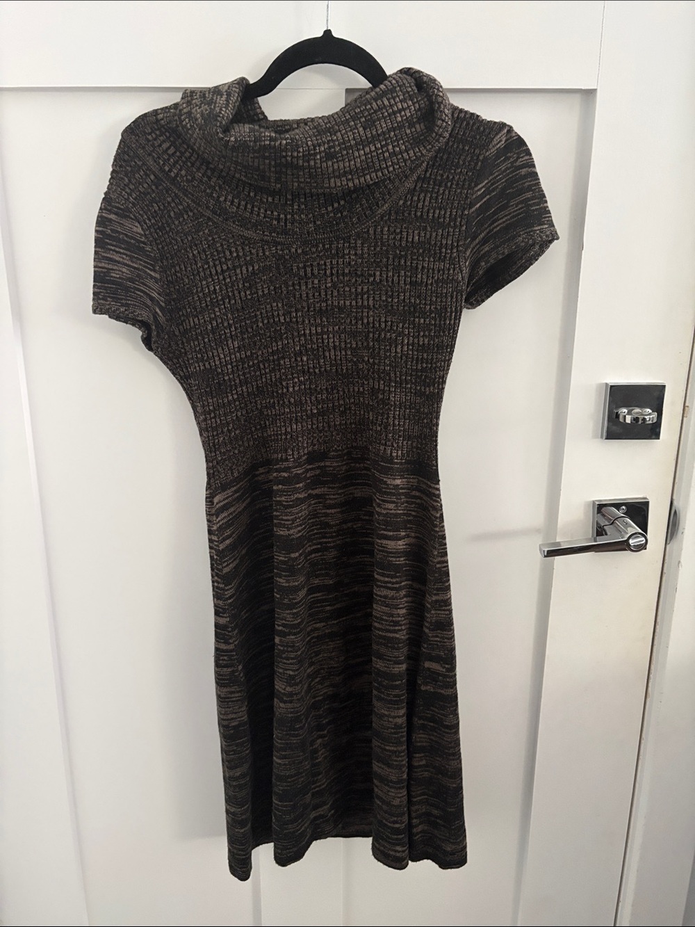 Calvin Klein Brown Marled Cowl Neck Knit Mini Dress